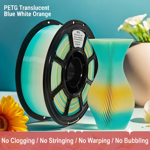 เส้นพลาสติก PETG สำหรับพิมพ์ 3 มิติ ขนาด 1.75 มม. แบบม้วน - สีน้ำเงิน ขาว ส้มไล่เฉดสี, วัสดุสิ้นเปลืองสำหรับเครื่องพิมพ์ FDM ความแม่นยำสูง - Product Image 2