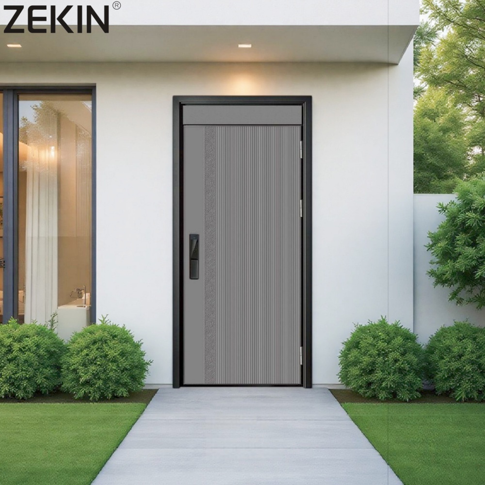 ZEKIN Premium Safe Aluminum 3D Engraved Front Entry Door Smart Lock For Entrance Soundproofing Villa Homes Doors · image 2