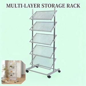 ชั้นวางสินค้าเหล็กพร้อมล้อล็อคได้ ชั้นวางเคลื่อนที่ขนาดใหญ่สำหรับวัสดุส่งเสริมการขาย - Product Image 2