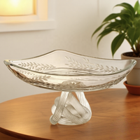 Plaque de verre cristal moderne avec base en forme de noeud Surface claire pour restaurant hôtel maison fête Milkshake crème glacée servant