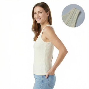 Débardeur côtelé sans manches pour <span class=keywords><strong>femme</strong></span>, coupe ajustée, en maille, basique, couleur crème - Product Image 2