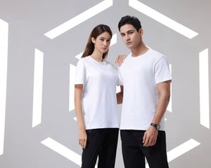 T-shirts en coton tricoté de qualité supérieure en gros, 240 grammes, broderie personnalisée, impression par transfert thermique, respirants, manches courtes - Product Image 4