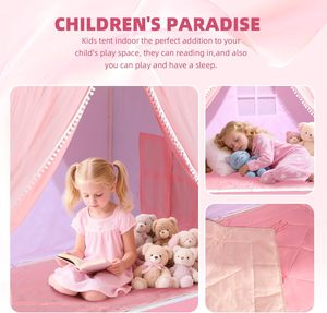 Tentes de jeu roses pour enfants, tente d'intérieur et d'extérieur pour tout-petits, tente de jeu pour enfants, grand château tipi pour bébés - Product Image 2