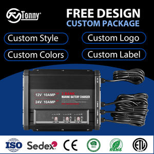 Cargador de batería marino de 3 Bancos, 12V, 10A, <span class=keywords><strong>x2</strong></span>, 24V, 10A, cargador de barco a bordo para baterías de plomo-ácido de litio LiFePO4, resistente al agua IP67 - Product Image 2