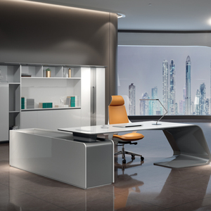 Conjunto de Silla y Escritorio de Oficina Ejecutiva de Madera Moderna, Extensible, Duradero, Ecológico, Diseño Modular para Uso en el Hogar y la Oficina - Product Image 5