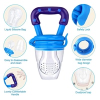 Vente en Gros : Sucette Distributrice de Fruits en Silicone pour Bébé avec 3 Sacs en Filet, Cuillère Distributrice d'Aliments pour Nouveau-né, Cuillère Pression Distributrice de Nourriture pour Bébé