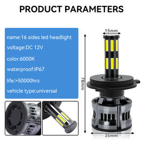 ไฟหน้ารถยนต์ LED 360องศาสี6000K อุณหภูมิ16ด้าน12V รับประกัน1ปีใช้ได้ H1 H3 H7 H11 9005 9006 9012 881 - Product Image 6