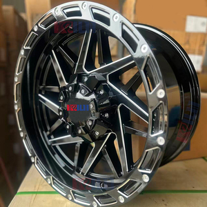 Jantes monobloc PCD 5x127 6x139.7 8x165.1 Noir brillant et aluminium moulé fraisé pour 4x4 tout-terrain - Product Image 1