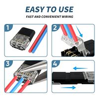 Connecteur rapide D3 sans dénudage à 3 broches, 1 entrée 1 sortie, mâle-femelle, pour câblage basse tension de bande LED 3 conducteurs