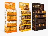 Rak Display Kardus Ramah Lingkungan dengan Logo Custom untuk Permen, Kacang, dan Cokelat