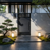 Portail de cour en alliage d'aluminium traité thermiquement, design moderne, revêtement poudré, conception 3D, avec serrure pour villa et jardin