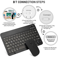 Set Keyboard Mouse Nirkabel Mini Tipis Isi Ulang USB BT Putih Tahan Air 1200 DPI untuk Tablet Ponsel Laptop