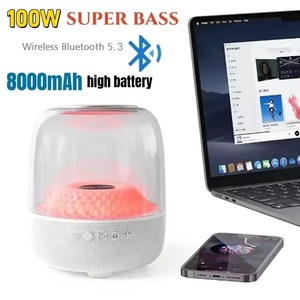 2024 Hot Selling Music Player Portable Subwoofer Transparent Glass Colorful RGB Surround Sound Wireless <b>Speaker</b> for Home - Product Image 6