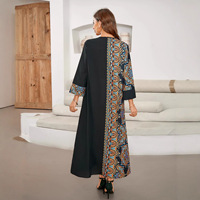 Robe longue ethnique ample et respirante en velours doré vintage pour femme, motif géométrique, col en V, ourlet évasé – Nouvelle collection à succès