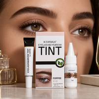 Kit de teinture professionnelle pour cils et sourcils, couleur café, crème colorante 7ml, révélateur 7ml, mélange 1 à 1 pour usage en salon, OEM