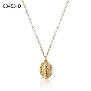 Collar con Colgante Religioso Amy, Plata 925 con Baño de Rodio, Medalla Católica, Joyería para Uso Diario de Mujer, Cadena de Caja C3453 - Product Image 2