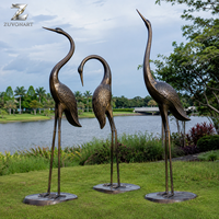 Escultura de Grulla de Bronce, Estatuas de Jardín para Exteriores, Arte de Aves y Animales de Tamaño Real, Decoración Personalizada para Parques, Césped, Villas y Paisajes, Fabricante