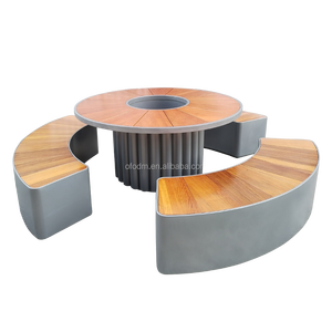 Customizable Outdoor Galvanized Steel <b>Dining</b> <b>Table</b> Garden Set Recyclable Wood for Restaurant Hotel Hospital Factory PC-MW-086 Co - Product Image 1
