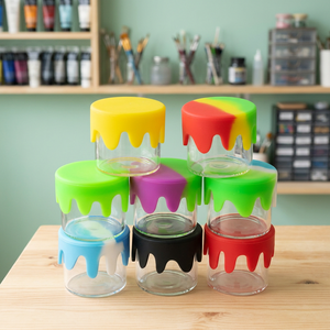 Bocaux en verre borosilicate et silicone écologiques de 5 ml, 8 ml, 10 ml, 50 ml, 100 ml avec couvercle, couleur personnalisée - Product Image 2