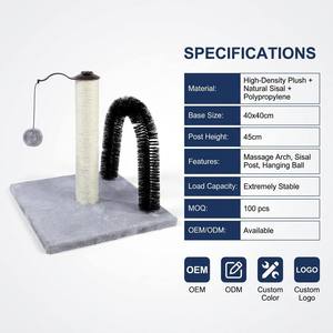 Cepillo y Rascador 3 en 1 para Gatos con Juguete Colgante Interactivo y Base de Felpa Estable para Gatos de Interior - Product Image 2