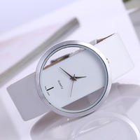 Relojes de Cuarzo NYY Simples y Elegantes, Diseño Hueco Transparente, Correa de Cuero Unisex, Esfera Grande, Relojes para Parejas con Logotipo Personalizado
