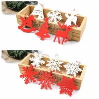 Pingente de madeira para decoração de natal, ornamento de árvore de natal, presentes para crianças, flocos de neve branco e vermelho