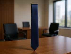 Corbata de Satén Azul Marino de 7.5cm, Estilo Clásico, Accesorios de Negocios - Product Image 2