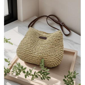 Bolso Bandolera de Paja Tejida, Bolso de Mano Minimalista de Paja Tejida para Verano, Bolso de Playa para Vacaciones, Bolso Ecológico para Mujer - Product Image 4