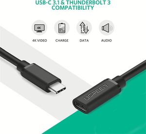 UGREEN Câble d'extension USB 3.2 GEN2 Type C 10Gbps Transmission de données haute vitesse Type C mâle à femelle Câble de charge rapide 100W - Product Image 6