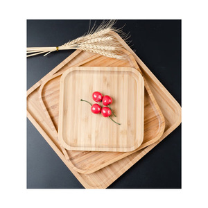 Bamboo <b>Tray</b> Rectangular Round With Handle For <b>Tea</b> Fruit Bread Serving Home Kitchen Use - Product Image 2