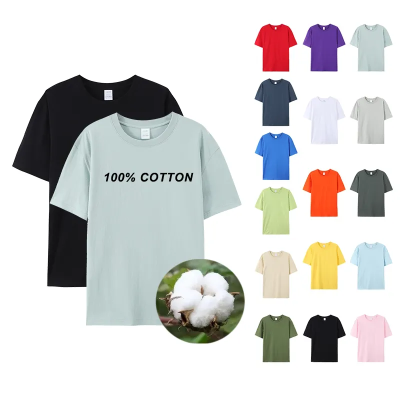 Camiseta con logotipo personalizado Camisetas con estampado personalizado para adultos de alta calidad Camiseta esencial de algodón 100%