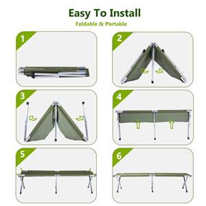 गर्म बिक्री भारी शुल्क आउटडोर स्ट्रेचर 600d ऑक्सीफोर्ड पोर्टेबल लुभावनी एल्यूमीनियम नींद तह शिविर यात्रा वयस्क बिस्तर खाट - Product Image 3