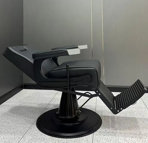 Sillón de Barbería AY de Lujo con Costuras Negras - Silla de Peluquería Hidráulica Ajustable con Reposabrazos de Metal - Product Image 5