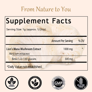 Complément alimentaire à base de champignon crinière de lion OEM/ODM, poudre d'extrait de crinière de lion pour le bien-être général, la fonction cognitive et la digestion - Product Image 2