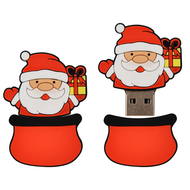 Cle Usb Flash Drives 4gb 8gb 16gb 32gb 64gb Customized Santa PVC Silicone Novelty Shape Cartoon Memory Stick for Christmas