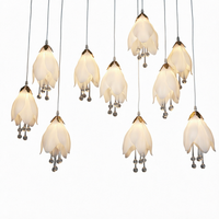 Lustre en acrylique lumineux à 10 têtes de magnolia Yulan, lampe décorative circulaire suspendue pour salle de mariage et Noël