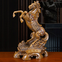 Statue de cheval Feng Shui chinois résine Statues de cheval en cours d'exécution ornements de table de bureau à domicile pour la richesse et le succès bon cadeau chanceux