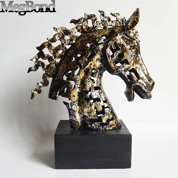 Estatueta de animal de cavalo esculpido de metal para decoração de casa