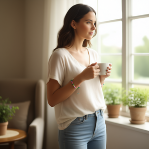 Bracciale Pulsera Gold Eye in Acciaio Inossidabile con Nodo a Sette Stelle, Braccialetti alla Moda con Perline - Product Image 3