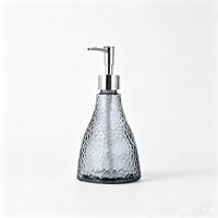 Pompe à savon en verre martelé mat de luxe en gros |   Bouteille de distributeur de lotion rechargeable avec bouchon à vis pour la salle de bain et la cuisine