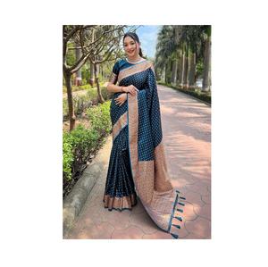 ชุดส่าหรีผ้าไหมสำหรับชาวอินเดียและปากีสถานชุดส่าหรีสำหรับงานแต่งงานส่าหรีสำหรับส่าหรีขายส่งจากอินเดีย - Product Image 1