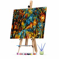 Kit de peinture par numéros 40x50cm, paysage d'automne, peinture à l'huile DIY sur toile avec chevalet en bois et pinceaux pour la décoration murale de la maison