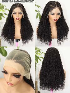 Peluca trenzada de cabello humano <span class=keywords><strong>con</strong></span> encaje frontal completo 13x4, onda de agua, para <span class=keywords><strong>trenzas</strong></span>, onda natural, pre-arrancada, rizada, pelucas frontales de cabello humano - Product Image 6