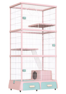 <span class=keywords><strong>Cage</strong></span> pour chat de luxe à double pont avec assemblage détachable Plateau en plastique en fer fermé pour grand espace Boîte de bricolage gratuite pour animaux de compagnie emballée - Product Image 5