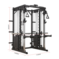 Machine Smith de musculation moderne en acier avec barre de traction multi-positions et accessoires de station de dips pour entraînement de force en garage