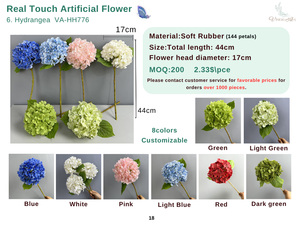 Handmade Real Touch Latex <strong>Hydrangea</strong> Flower Bouquet <strong>Artificial</strong> <strong>Hydrangea</strong> for Wedding Home Decoration Flower Arrangement - Product Image 2