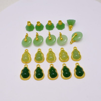 Nouveau pendentif en alliage imitation jade électroplaqué or, style chinois, avec motif de lotus et boucle de paix, pour bijoux DIY