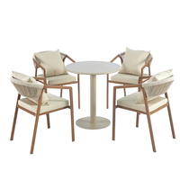 Promotion Usine : Ensemble de Salle à Manger d'Extérieur en Métal, Fauteuil de Jardin en Corde Tressée, Mobilier de Cour de Villa