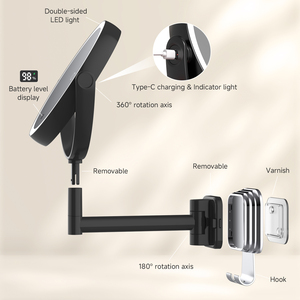 Espejo Redondo con Ventosa, Aumento 5x, Recargable por USB, Extensible y Giratorio con Gancho para Baño, <span class=keywords><strong>Afeitado</strong></span> y Viajes - Product Image 4