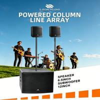 Kit d'enceintes colonne portables LEON AUDIO LA612CS-2.1 avec supports trépieds, caisson de basses DSP 12 pouces, 2 enceintes satellite 6,5 pouces, XLR/Bluetooth